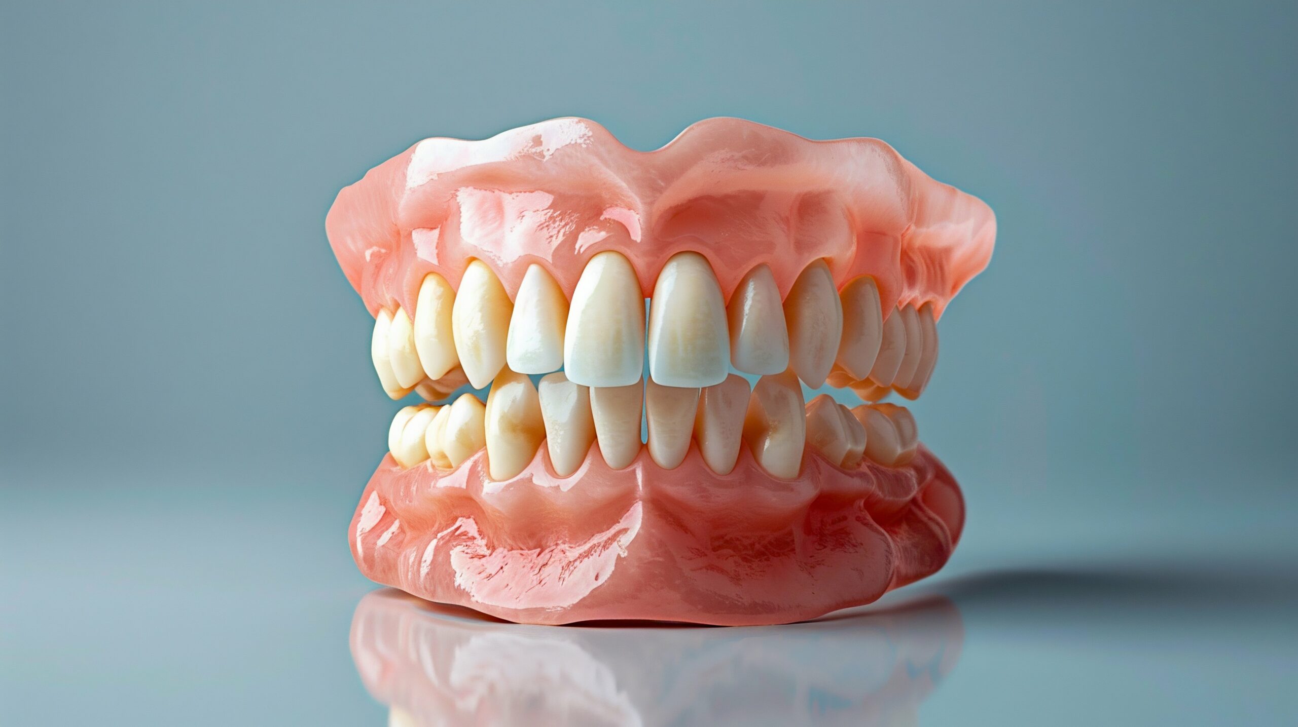 Complete dentures set showing full upper and lower replacement teeth