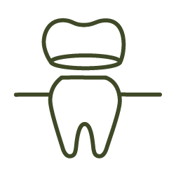 Icon of a tooth with a crown to represent lost fillings or dental crowns