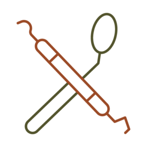 Icon of plaque removal during a dental cleaning
