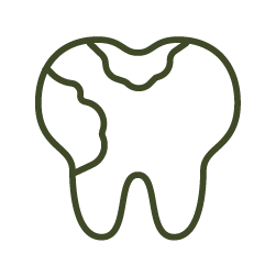 Icon of a tooth with swelling outline to represent a dental abscess