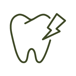 Icon of a tooth with a lightning bolt representing severe tooth pain