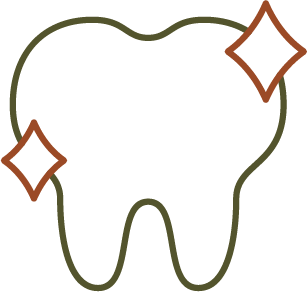 Tooth icon representing professional cleaning and polishing in general dentistry