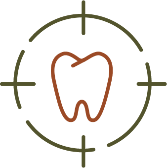 Icon showing a tooth inside a crosshair to illustrate oral cancer screening